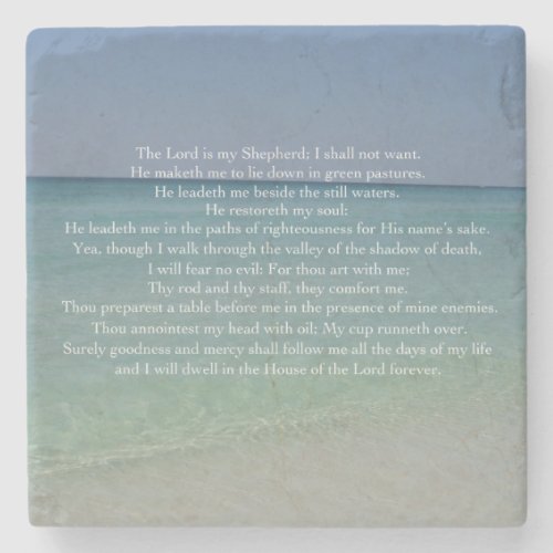 Psalm 23 The Lord is My Shepherd Beautiful Beach Stone Coaster
