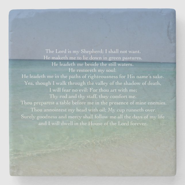 Psalm 23 The Lord is My Shepherd Beautiful Beach Stone Coaster (Front)
