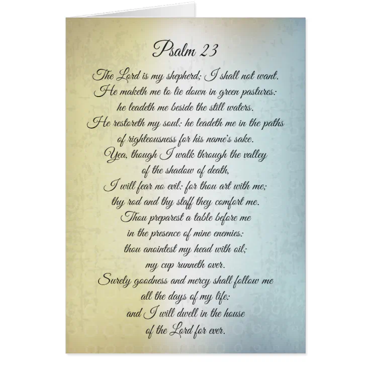 Psalm 23 The Lord is my Shepherd, Bible Verse Card | Zazzle