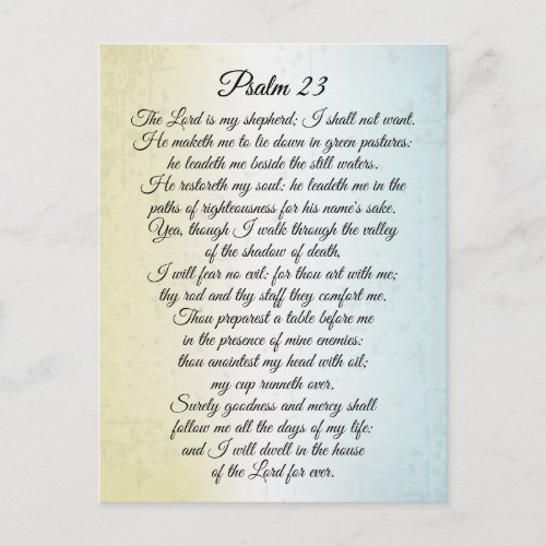 Psalm 23 The Lord is my Shepherd Bible Verse Postcard