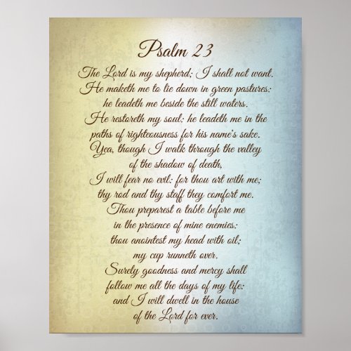 Psalm 23 The Lord is my Shepherd Bible Verse Poster