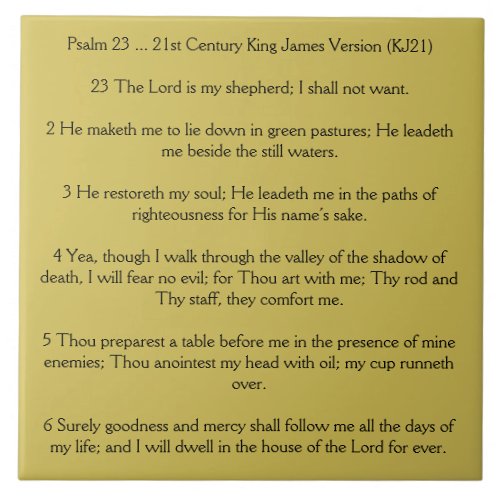 Psalm 23 The Lord is my Shepherd Ceramic Tile