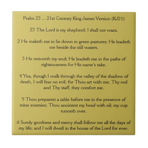 Psalm 23 The Lord is my Shepherd Ceramic Tile