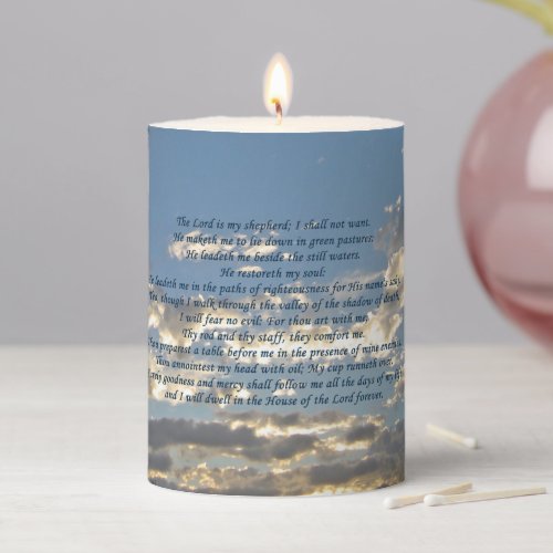 Psalm 23 The Lord is My Shepherd Christian Gift Pillar Candle