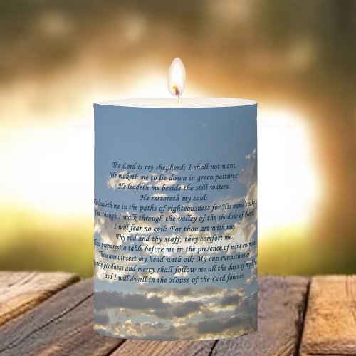 Psalm 23 The Lord is My Shepherd Christian Gift Pillar Candle