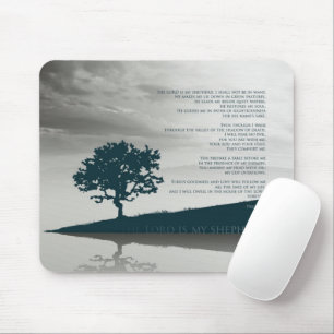 Psalm 23 The Lord is My Shepherd Duotone Blue Mouse Pad