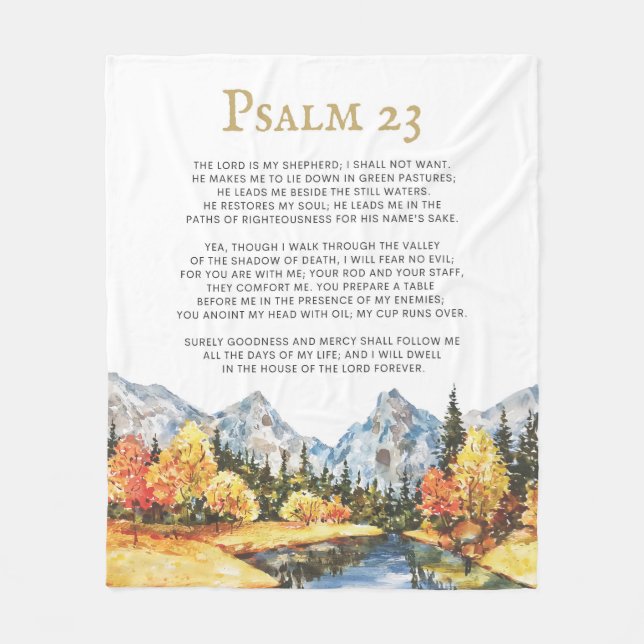 Psalm 23 The Lord is my Shepherd Fleece Blanket (Front)