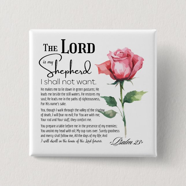 Psalm 23 The Lord is my Shepherd Flower Button (Front)