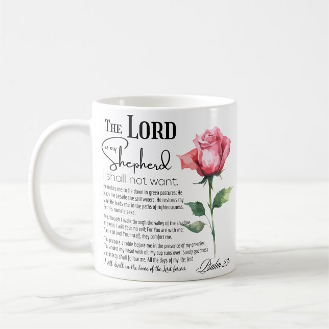 Psalm 23 The Lord is my Shepherd Flower Coffee Mug (Left)