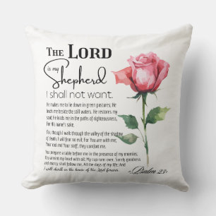 Psalm 23 The Lord is my Shepherd Flower Throw Pillow