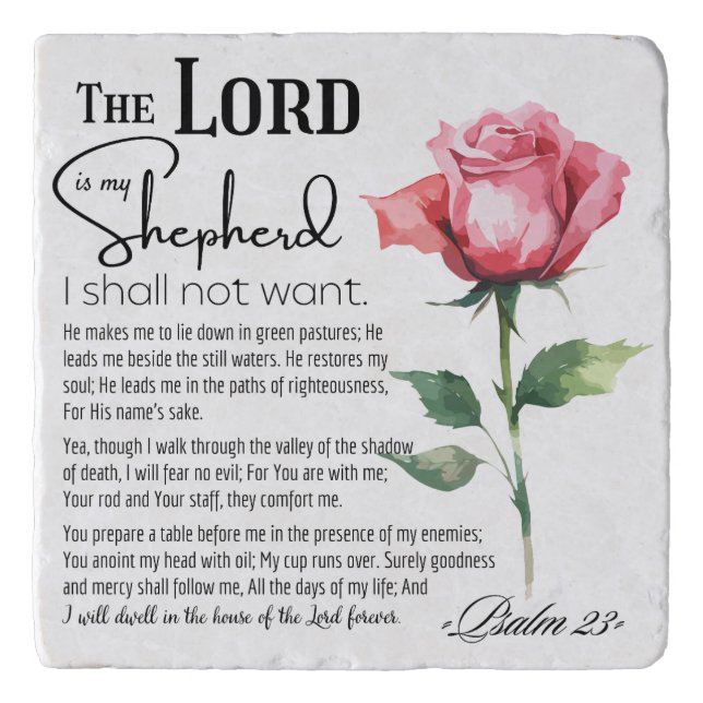 Psalm 23 The Lord is my Shepherd Flower Trivet (Front)