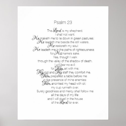 Psalm 23 The Lord is My Shepherd KJV Bible Verse Poster