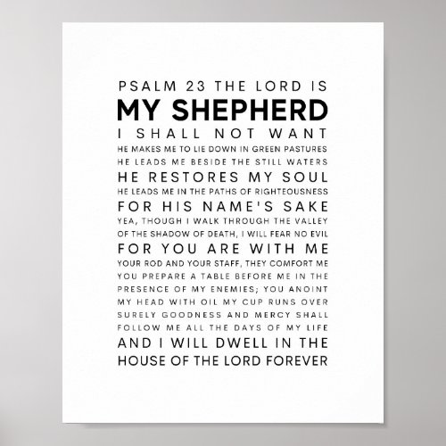 Psalm 23 The Lord is my Shepherd Poster