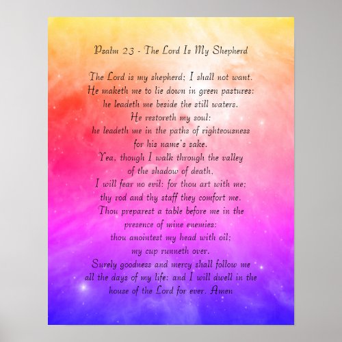 Psalm 23 The Lord Is My Shepherd Poster