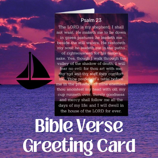 Psalm 23 The Lord Is My Shepherd Sunset  Cards (Psalm 23 Bible Verse Card)