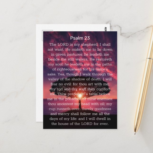 Psalm 23 The Lord Is My Shepherd Sunset  Postcard (Front/Back In Situ)