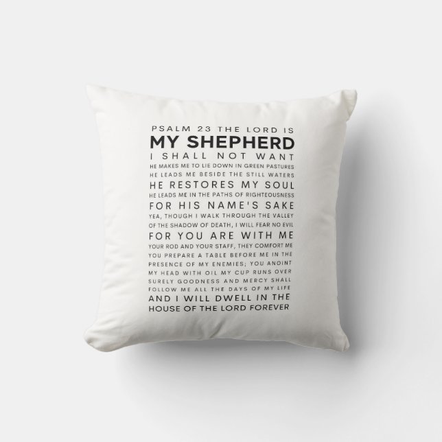 Psalm 23 The Lord is my Shepherd Throw Pillow (Front)
