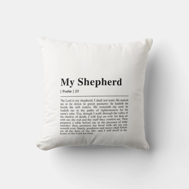 Psalm 23 The Lord is my Shepherd Throw Pillow (Front)