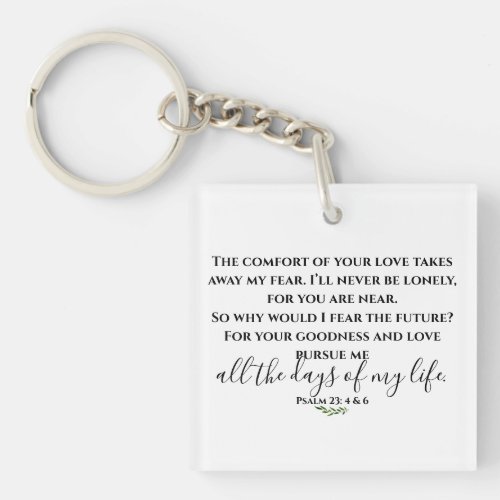 Psalm 23 Typography and Hand Lettered Scripture Keychain