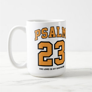 Psalm 23 Varsity Sports Gold Black Christian Coffee Mug