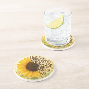 Psalm 23 Verse 4 in Sunflower Coaster