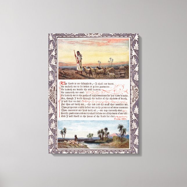 Psalm 23 Vintage Canvas Print (Front)