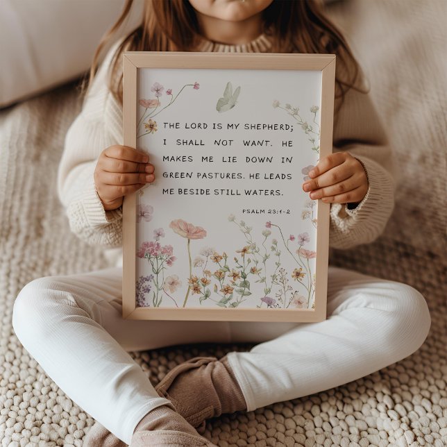 Psalm 23 Wildflowers Bible Verse Nursery Poster (Creator Uploaded)