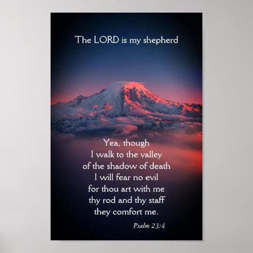 Psalm 23 With Dark Valley Landscape Poster