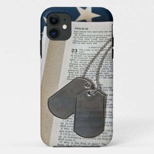 Psalm 23 with dog tags iPhone 11 case