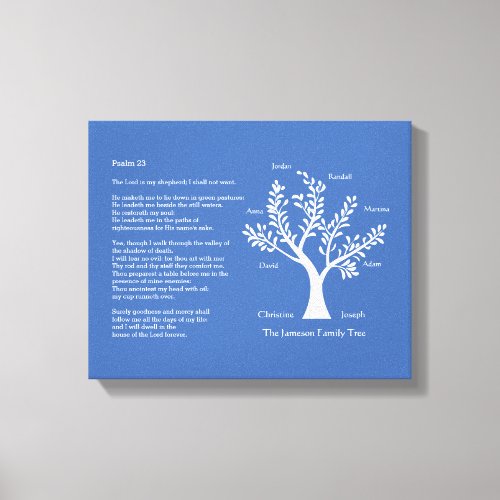 Psalm 23 with Family Tree Canvas Print