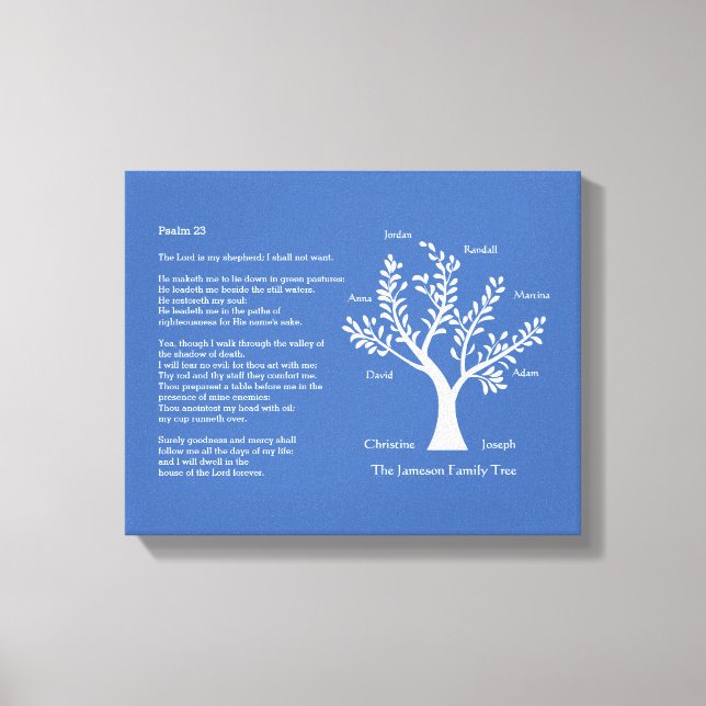 Psalm 23 with Family Tree, Canvas Print (Front)