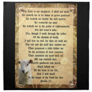 Psalm 23 with Lamb Cloth Napkin