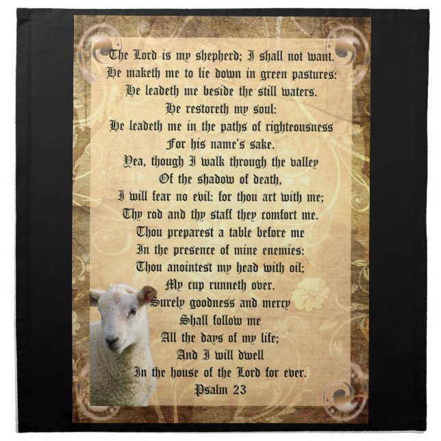 Psalm 23 with Lamb  Cloth Napkin (Front)