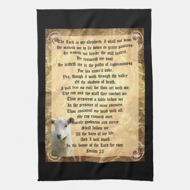 Psalm 23 with Lamb  Kitchen Towel (Vertical)
