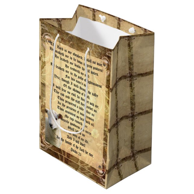 Psalm 23 with Lamb  Medium Gift Bag (Front Angled)