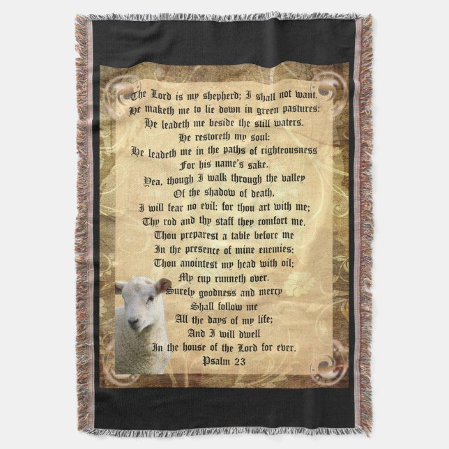 Psalm 23 with Lamb  Throw Blanket (Front Vertical)
