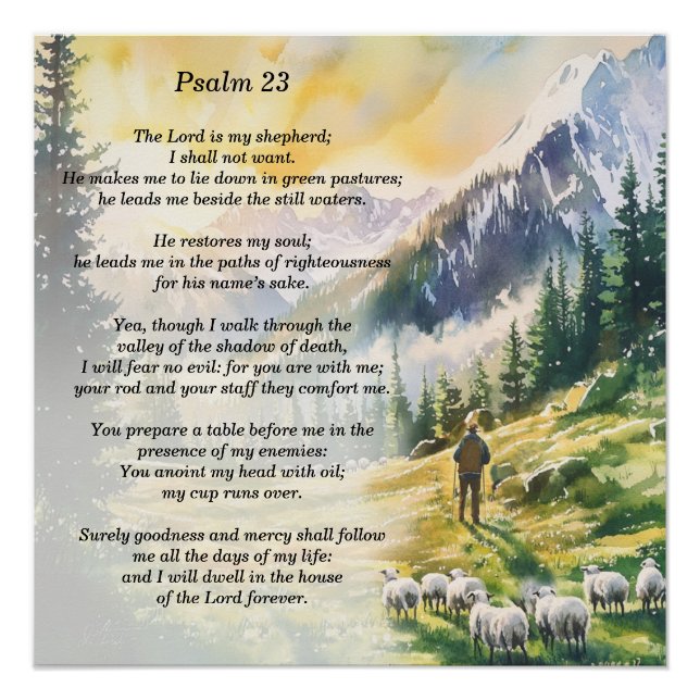 Psalm 23 With Shepherd Imagery Poster (Front)