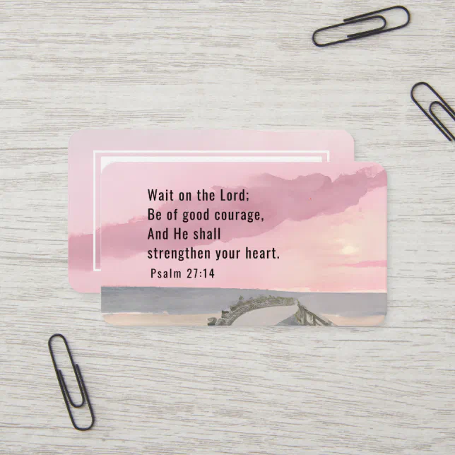 Psalm 27:14 Wait on the Lord Bible Verse Ocean Business Card | Zazzle