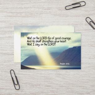 Psalm 27:14 Wait on the LORD Bible Verse Ocean Business Card