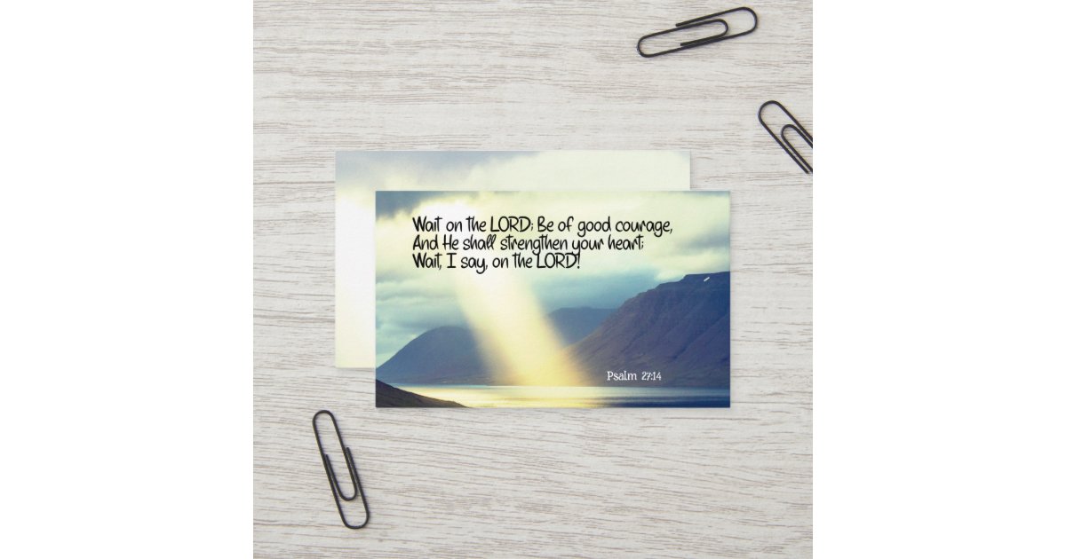 Psalm 27:14 Wait on the LORD Bible Verse Ocean Business Card | Zazzle