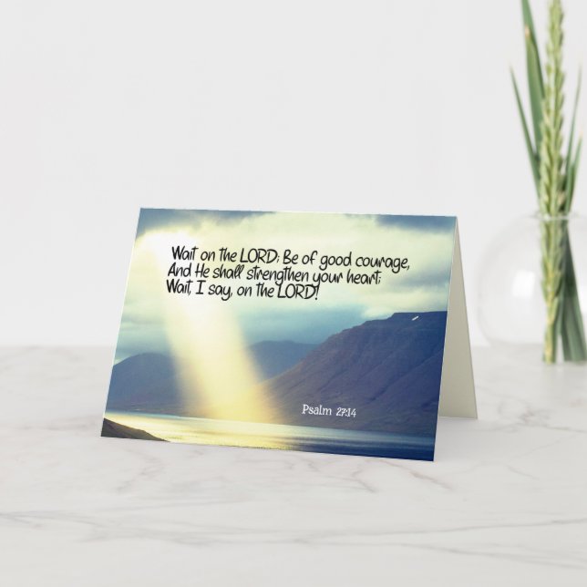 Psalm 27:14 Wait on the LORD Bible Verse Ocean Card (Front)