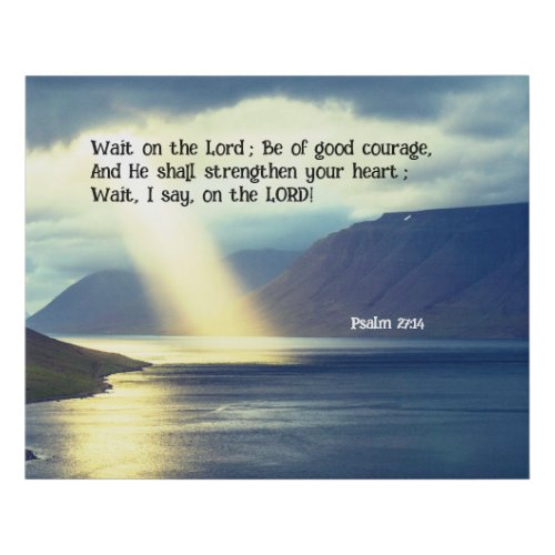 Psalm 2714 Wait on the LORD Bible Verse Ocean  Faux Canvas Print
