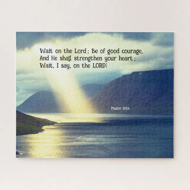 Psalm 27:14 Wait on the LORD Bible Verse Ocean Jigsaw Puzzle | Zazzle