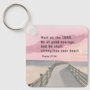 Psalm 27:14 Wait on the Lord Bible Verse Ocean Keychain