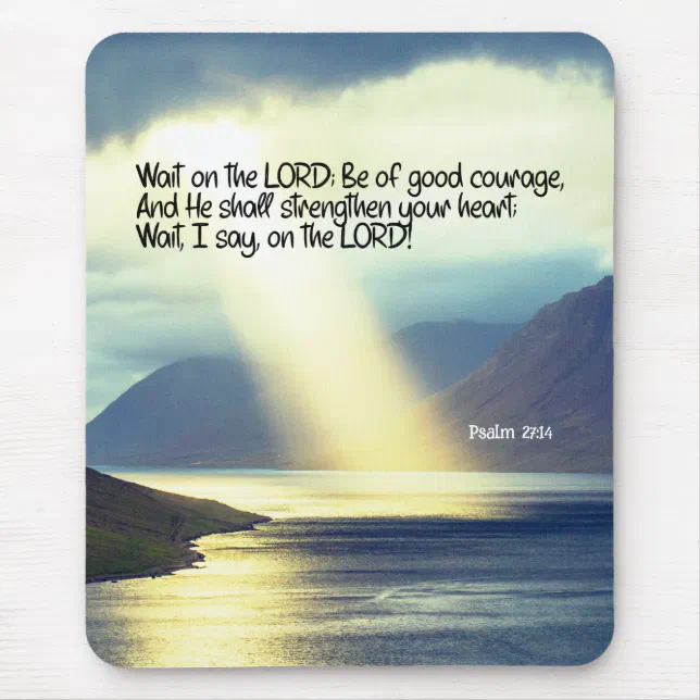 Psalm 27:14 Wait on the LORD Bible Verse Ocean Mouse Pad | Zazzle