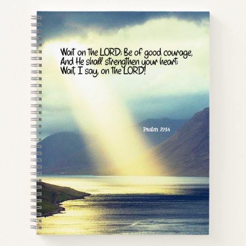 Psalm 2714 Wait on the LORD Bible Verse Ocean Notebook