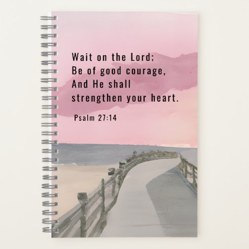 Psalm 2714 Wait on the Lord Bible Verse Ocean  Notebook