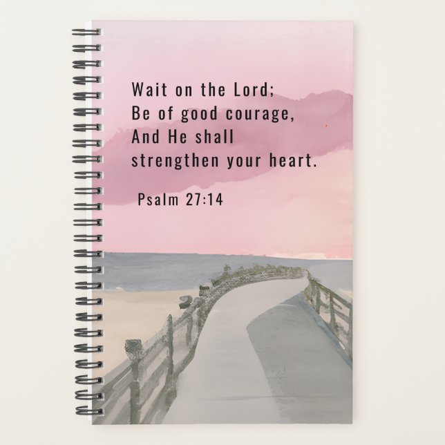 Psalm 27:14 Wait on the Lord Bible Verse Ocean  Planner (Front)