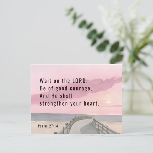 Psalm 2714 Wait on the Lord Bible Verse Ocean  Postcard