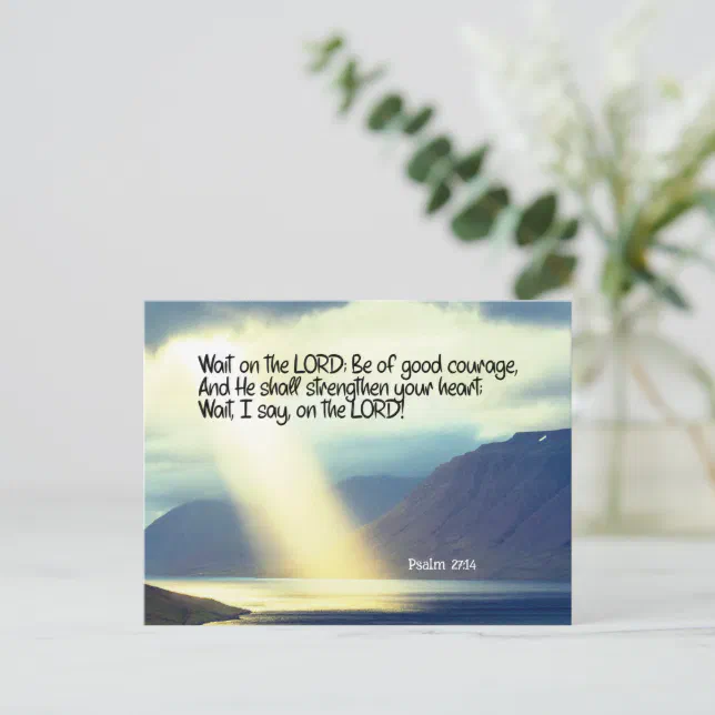 Psalm 27:14 Wait on the LORD Bible Verse Ocean Postcard | Zazzle